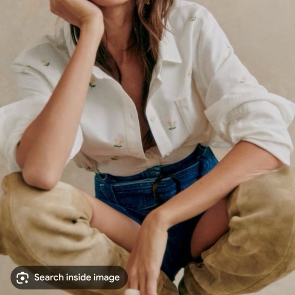 sezane tomboy shirt in ecru